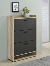 Denia 3-Tier Tilt-Out Shoe Cabinet in Grey