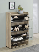 Denia 3-Tier Tilt-Out Shoe Cabinet in Grey