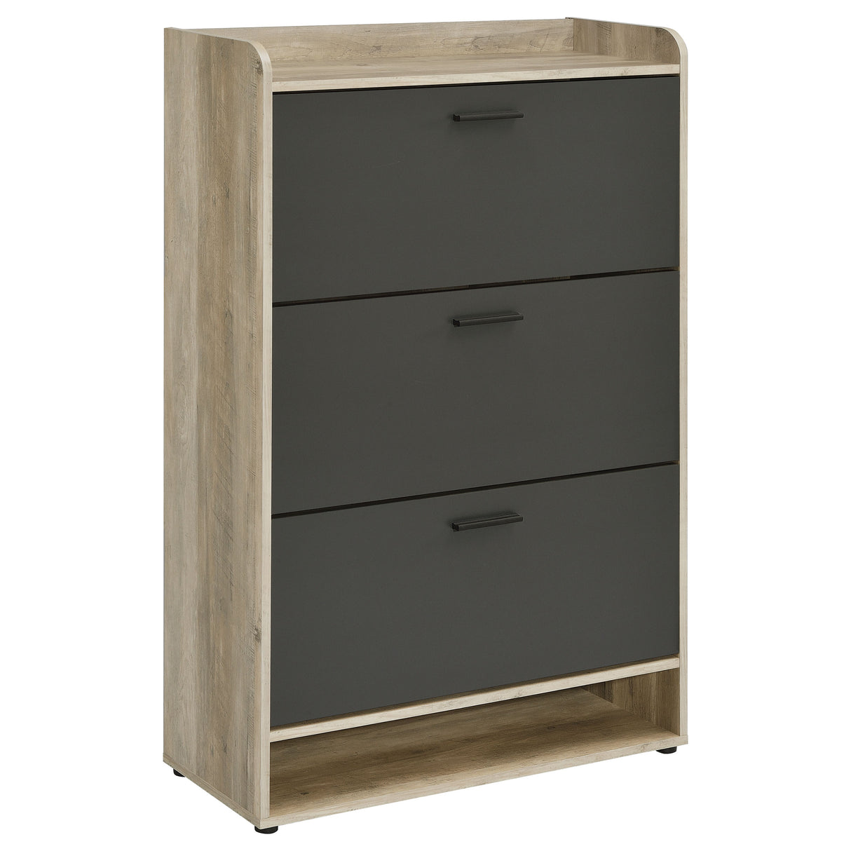 Denia 3-Tier Tilt-Out Shoe Cabinet in Grey