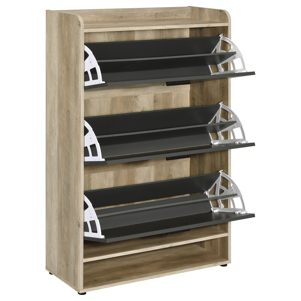Denia 3-Tier Tilt-Out Shoe Cabinet in Grey