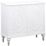 Cardella 2-Door Mandala Accent Cabinet in Distressed White