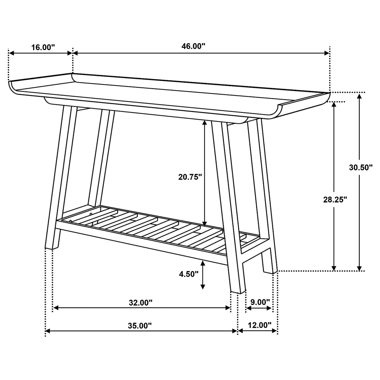 Ornelas 46" Mango Wood Console Table with Slatted Shelf
