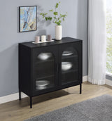 Jess Black Arched Fluted Glass 2-Door Accent Cabinet