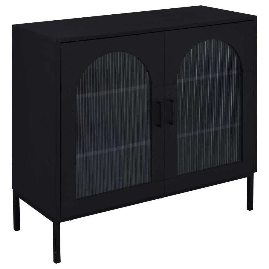 Jess Black Arched Fluted Glass Accent Cabinet