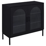 Jess Black Arched Fluted Glass Accent Cabinet