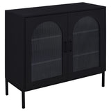 Jess Black Arched Fluted Glass 2-Door Accent Cabinet