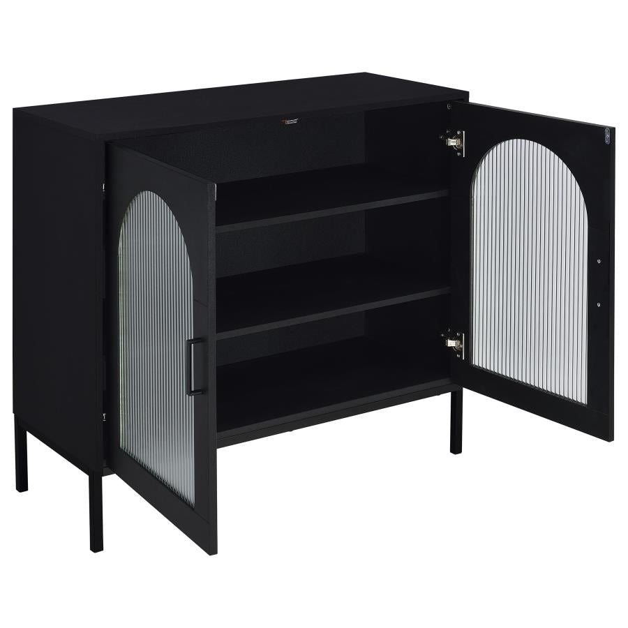 Jess Black Arched Fluted Glass Accent Cabinet