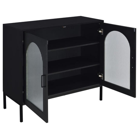 Jess Black Arched Fluted Glass Accent Cabinet