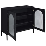 Jess Black Arched Fluted Glass 2-Door Accent Cabinet