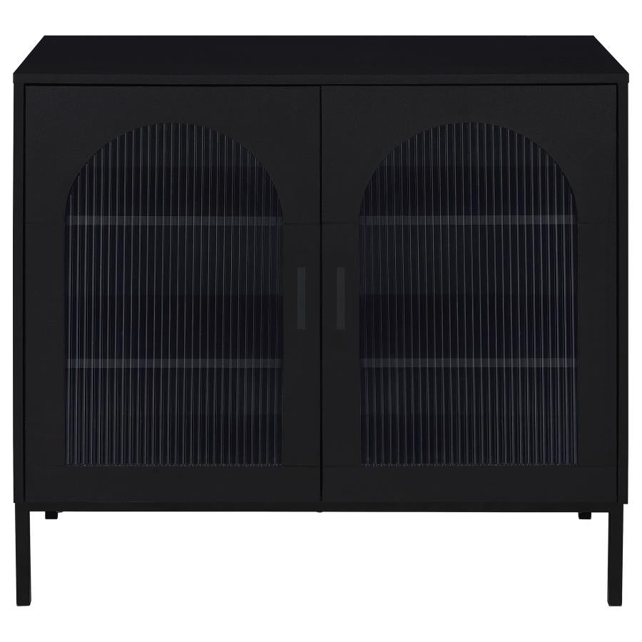 Jess Black Arched Fluted Glass Accent Cabinet