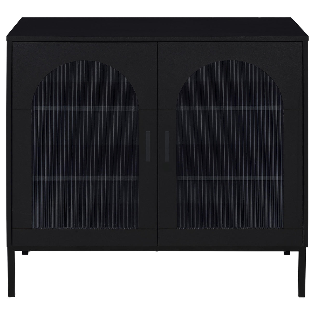 Jess Black Arched Fluted Glass 2-Door Accent Cabinet
