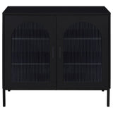 Jess Black Arched Fluted Glass 2-Door Accent Cabinet