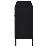 Jess Black Arched Fluted Glass 2-Door Accent Cabinet
