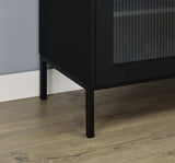Jess Black Arched Fluted Glass 2-Door Accent Cabinet