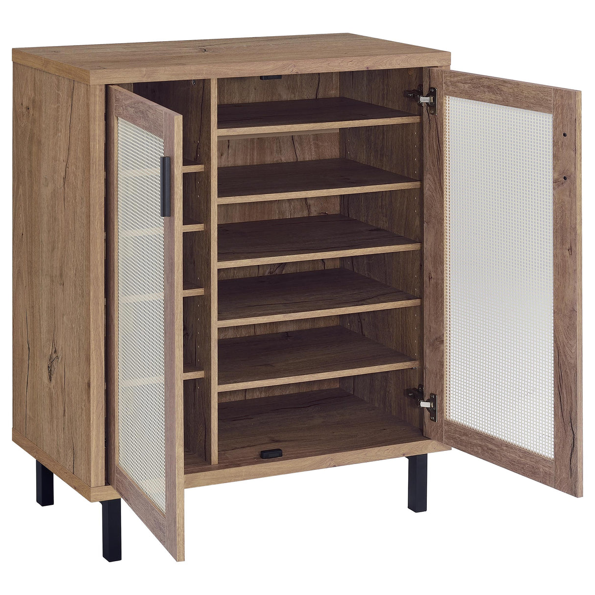 Teller 2-Door Shoe Storage Cabinet in Natural Oak