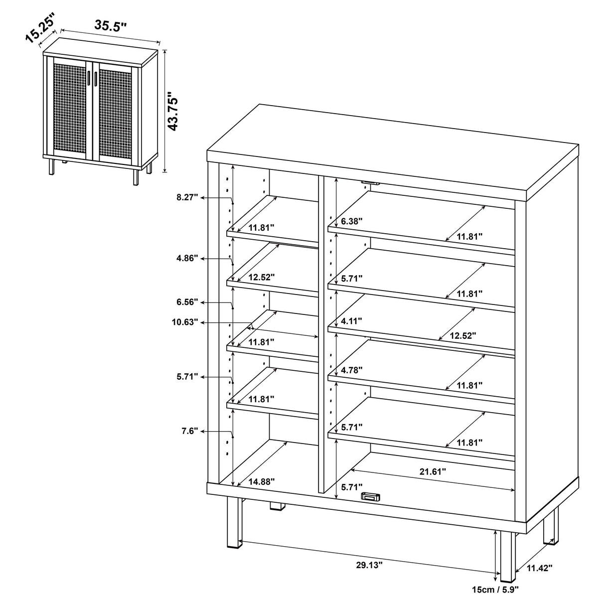 Teller 2-Door Shoe Storage Cabinet in Natural Oak