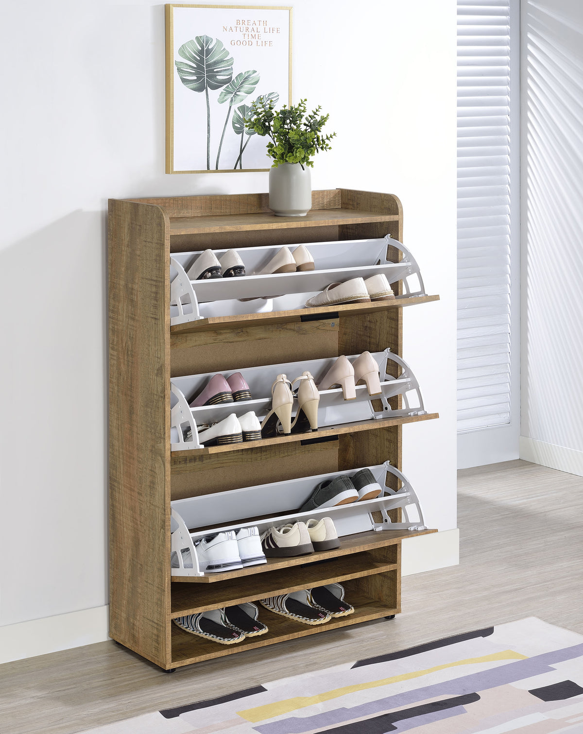Denia 3-Tier Tilt-Out Shoe Cabinet Mango