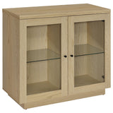 Tilbury 2-Door Glass Front Accent Cabinet in Light Oak