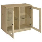 Tilbury 2-Door Glass Front Accent Cabinet in Light Oak