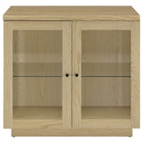 Tilbury 2-Door Glass Front Accent Cabinet in Light Oak