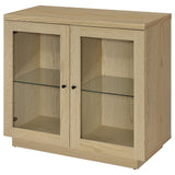 Tilbury 2-Door Glass Front Accent Cabinet in Light Oak