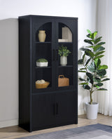 Riva 4-Door Tall Display Cabinet with LED Lighting, Black