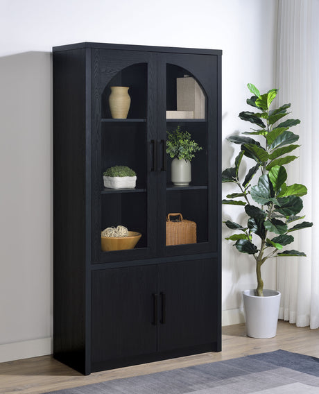 Riva 4-Door Tall Display Cabinet with LED Lighting, Black