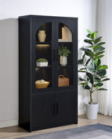 Riva 4-Door Tall Display Cabinet with LED Lighting, Black