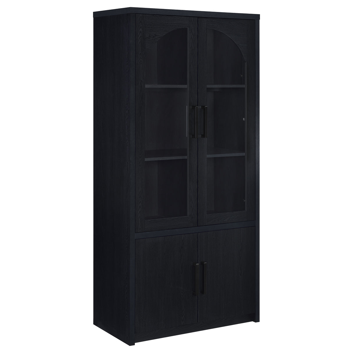 Riva 4-Door Tall Display Cabinet with LED Lighting, Black