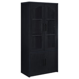 Riva 4-Door Tall Display Cabinet with LED Lighting, Black