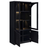 Riva 4-Door Tall Display Cabinet with LED Lighting, Black