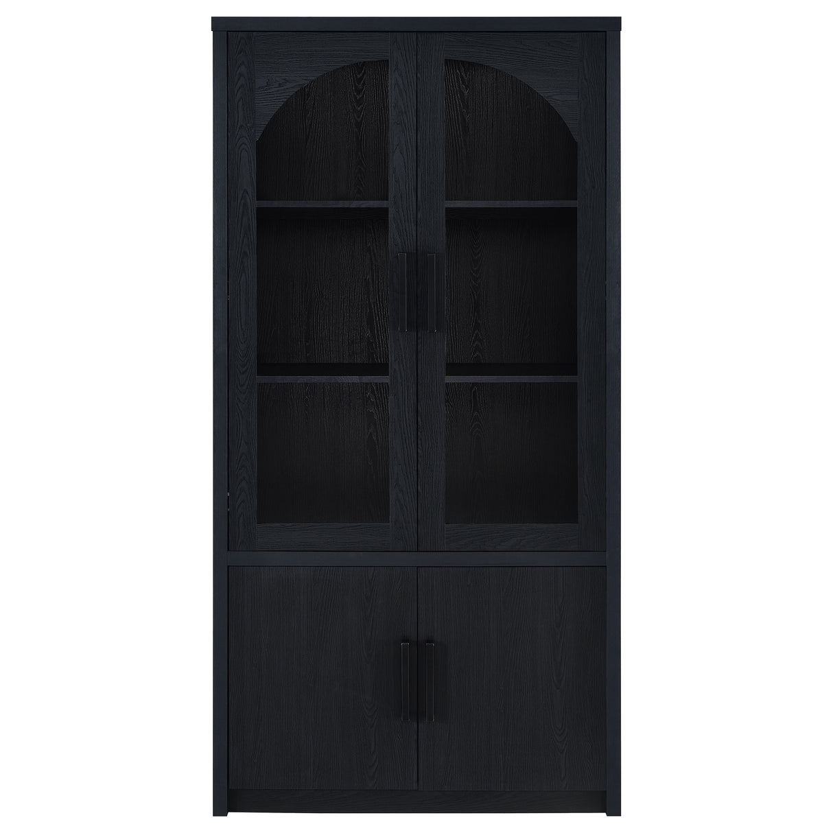 Riva 4-Door Tall Display Cabinet with LED Lighting, Black