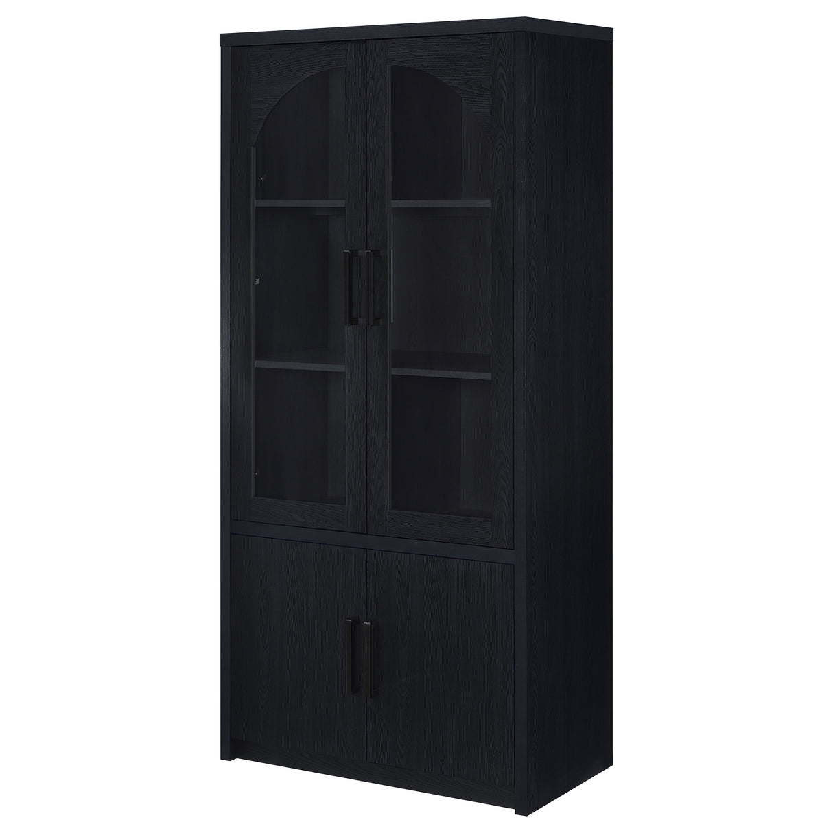Riva 4-Door Tall Display Cabinet with LED Lighting, Black