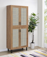 Teller 80" 4-Door Tall Shoe Storage Cabinet, Natural Oak