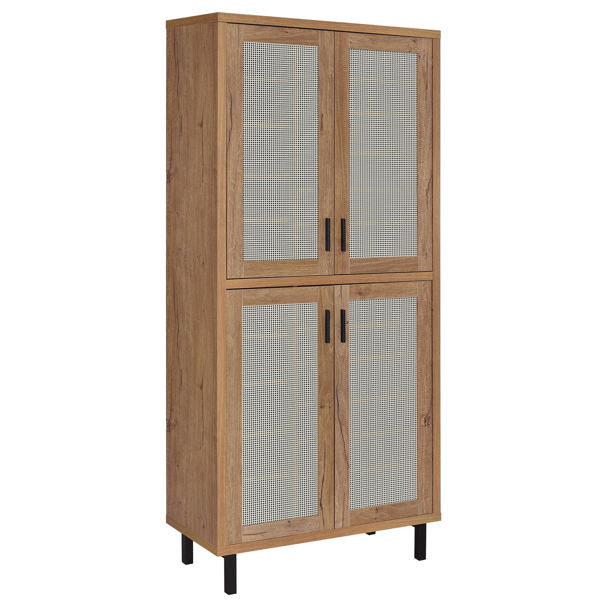 Teller 80" 4-Door Tall Shoe Storage Cabinet, Natural Oak