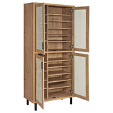 Teller 80" 4-Door Tall Shoe Storage Cabinet, Natural Oak