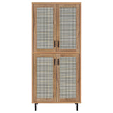 Teller 80" 4-Door Tall Shoe Storage Cabinet, Natural Oak