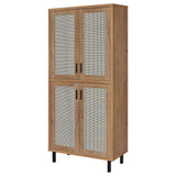 Teller 80" 4-Door Tall Shoe Storage Cabinet, Natural Oak