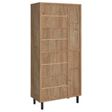 Teller 80" 4-Door Tall Shoe Storage Cabinet, Natural Oak