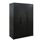 Cerda 3-Door Wardrobe Storage Cabinet Armoire in Black