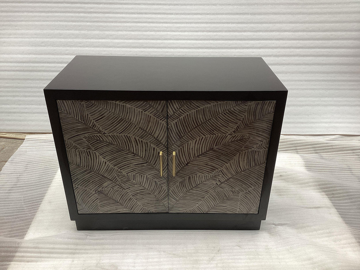 Kerrick 2-Door Bone Inlay Accent Cabinet, Beige and Black