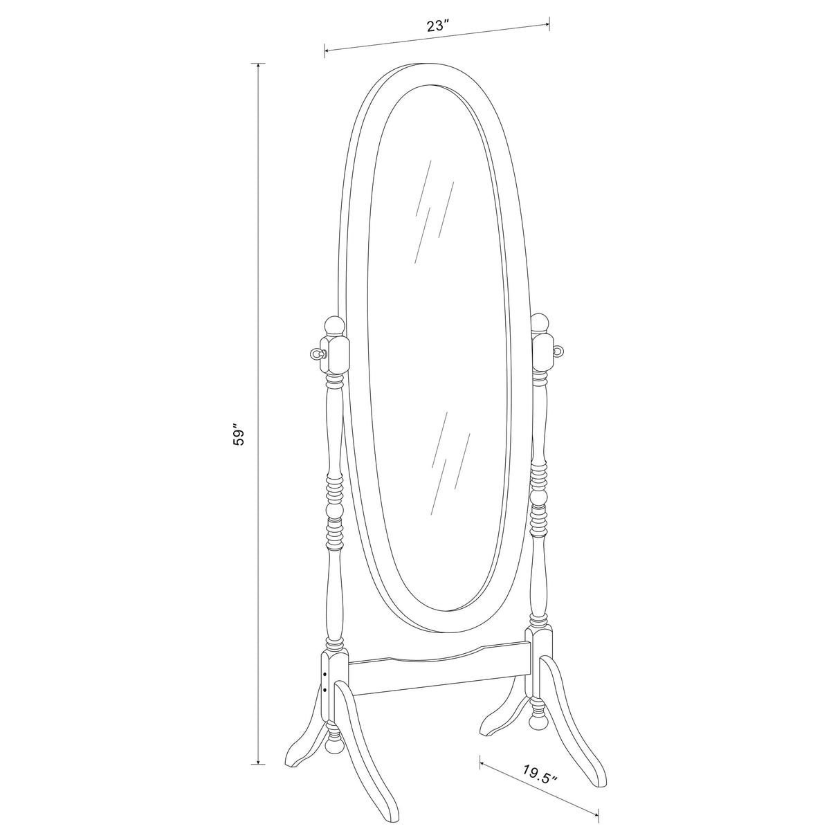 Foyet Adjustable Full Length Cheval Mirror in Black