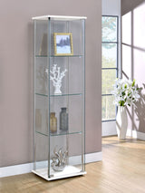 Bellatrix 3-Shelf Glass Curio Cabinet in White
