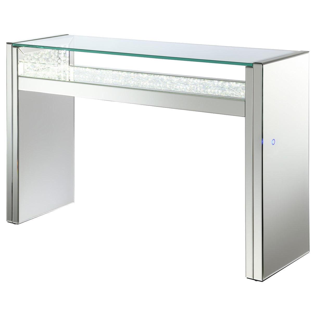 Edna Mirrored Console Table with LED Lighting, Silver