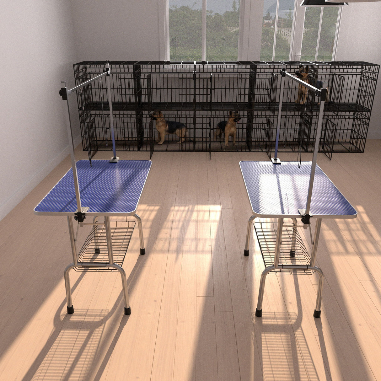 Large Size Grooming Table For Pet Dog And Cat With Adjustable Arm And Clamps Large Heavy Duty Animal Grooming Table - Blue