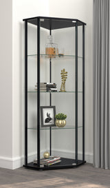 Zenobia 4-Shelf Curio Cabinet Display Case in Black