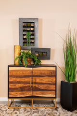 Zara 40" 2-Door Wood Accent Storage Cabinet in Black Walnut
