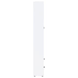 Hawthorne White Tall Glass Door Cabinet with Drawers, 4-Shelf