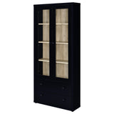 Hawthorne Black Glass Door Cabinet with Drawers, 4-Shelf