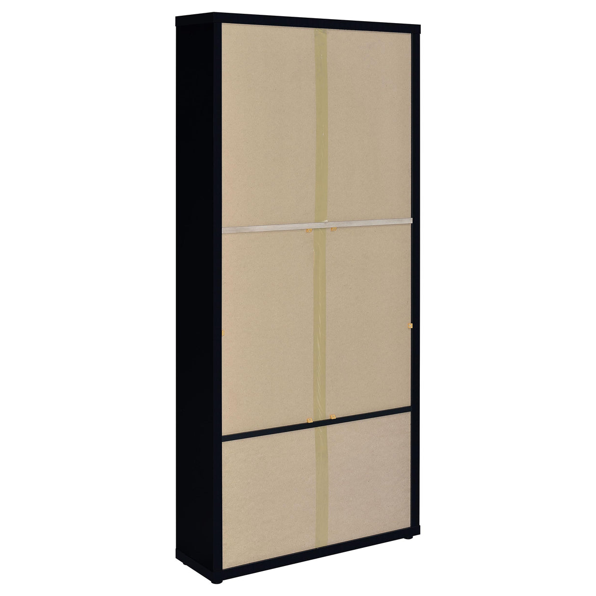 Hawthorne Black Glass Door Cabinet with Drawers, 4-Shelf